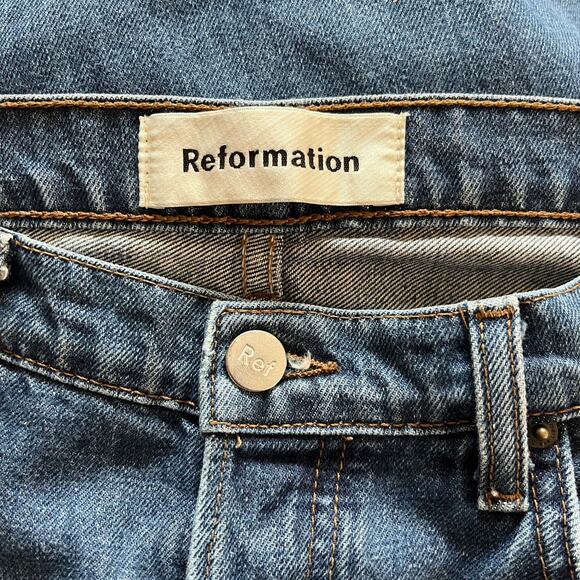 Reformation Jordi Kick Flare Frayed Hem High Waisted Jeans sz 30 - Picture 3 of 6